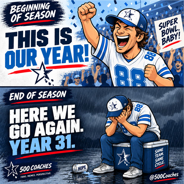 500 Coaches meme - Beginning and the end of year